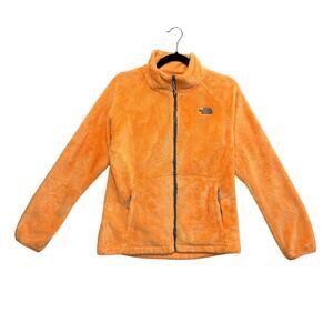 The North Face Full Zip Osito Jacket Womens Sz S Bright Orange Fleece Y2K Casual